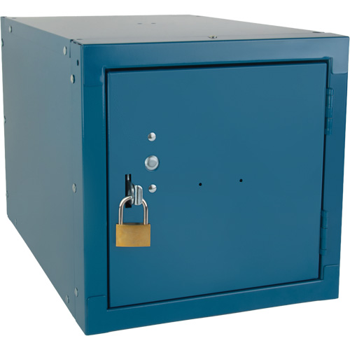 Stackable Cube Locker, 12" x 18" x 12", Steel, Blue, Knocked Down Moffatt Supply & Specialties