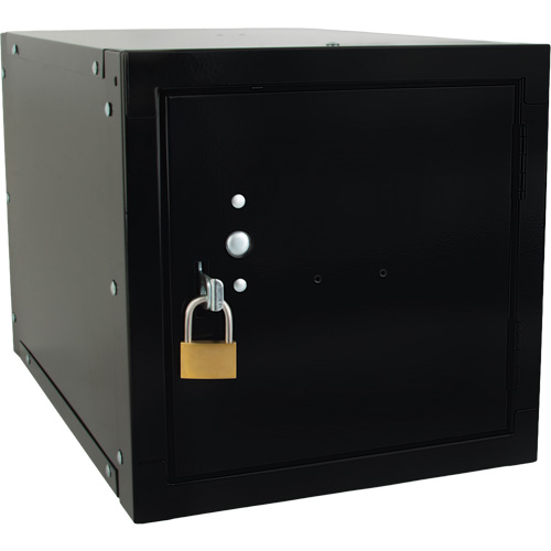 Stackable Cube Locker, 12" x 18" x 12", Steel, Black, Knocked Down Moffatt Supply & Specialties