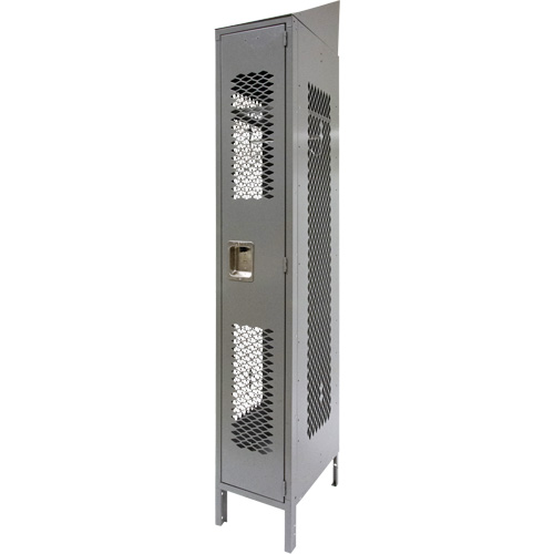 Vented Lockers, 12" x 18" x 88", Steel, Grey, Knocked Down, Perforated Moffatt Supply & Specialties