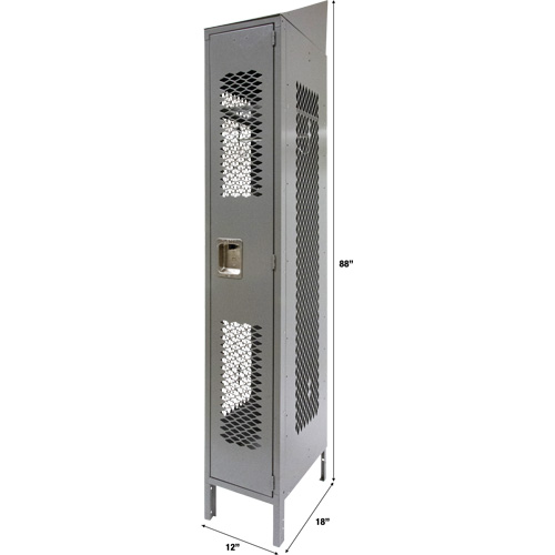 Vented Lockers, 12" x 18" x 88", Steel, Grey, Knocked Down, Perforated Moffatt Supply & Specialties