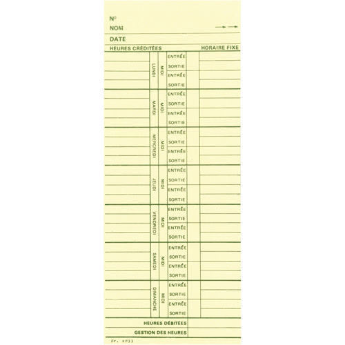 Cartes de temps Moffatt Supply & Specialties