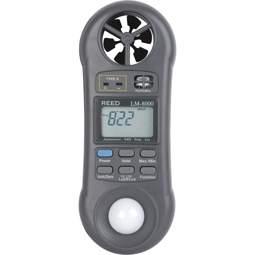 Thermo-an&eacute;mom&egrave;tre avec certificat ISO, Sans enregistrement des donn&eacute;es, Gamme de v&eacute;locit&eacute; d'air de 0,2 - 30,0 m/sec Moffatt Supply & Specialties
