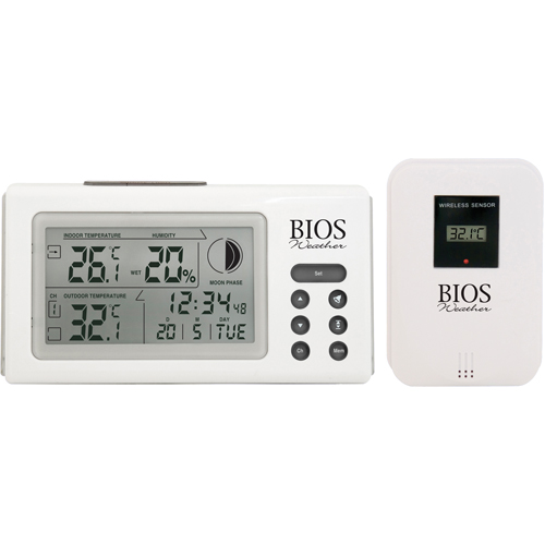 Thermom&egrave;tres int&eacute;rieurs/ext&eacute;rieurs avec horloge, Contact, Num&eacute;rique, 32 &agrave; 122°F (0 to 50°C) Moffatt Supply & Specialties