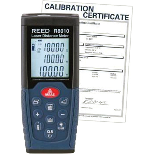 Laser Distance Meter with NIST Certificate, 1.92" - 328' (5 cm - 100 m) Range, Digital (Electronic) Moffatt Supply & Specialties