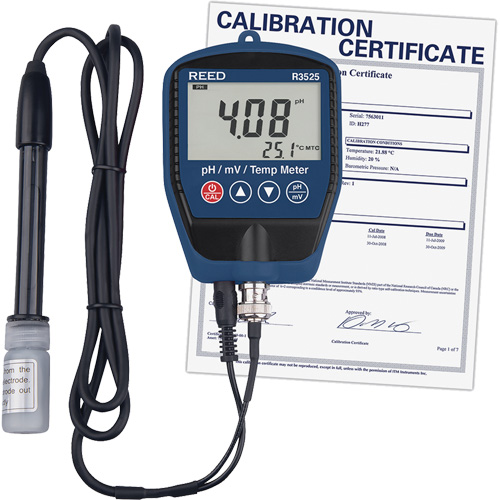 pH/mV-m&egrave;tre avec temp&eacute;rature, comprend un certificat ISO Moffatt Supply & Specialties