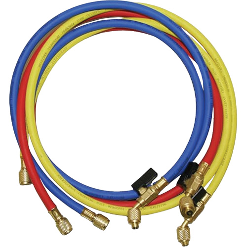 Tuyaux de charge de r&eacute;frig&eacute;rant avec robinet &agrave; boisseau et raccords SAE 1/4" Moffatt Supply & Specialties