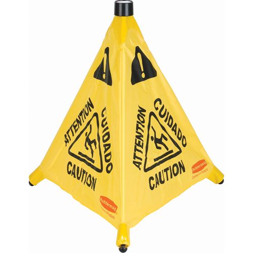 Pop-Up Safety Cone, Trilingual With Pictogram Moffatt Supply & Specialties