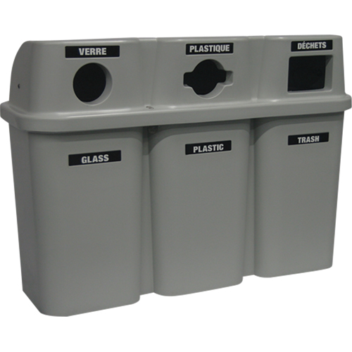 Contenants de recyclage Bullseye, Bord de rue, Plastique, 3 x 22 gal. US Moffatt Supply & Specialties