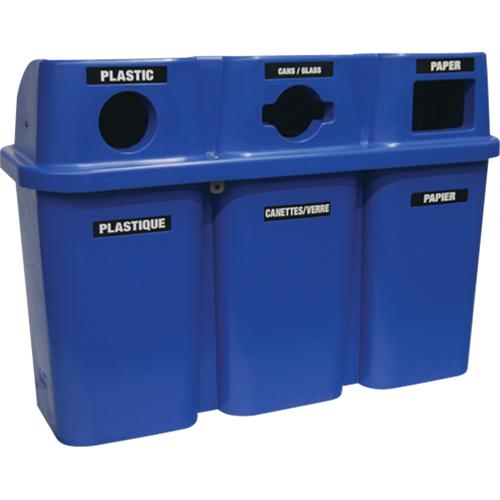 Recycling Containers Bullseye, Curbside, Plastic, 3 x 22 US Gal. Moffatt Supply & Specialties