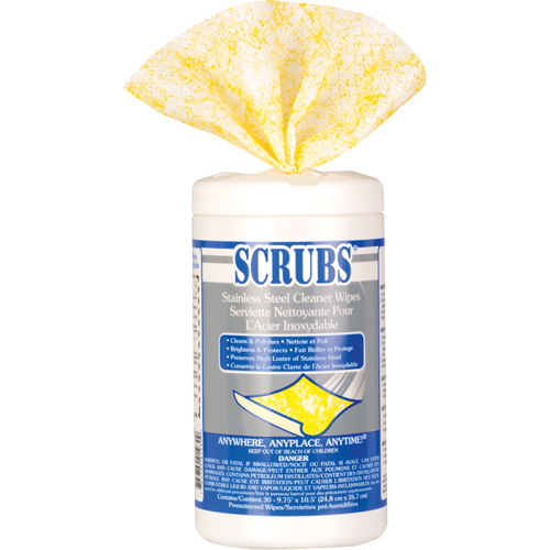 Stainless Steel Cleaner Wipes, 30 Wipes, 10-1/2" x 9-3/4" Moffatt Supply & Specialties