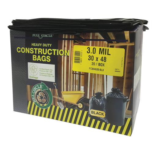 Sacs pour d&eacute;chets pour entrepreneurs, Fort, 30" la x 48" lo, 3 mils, Noir, Capacit&eacute; 113,56 L (30 gal.) Moffatt Supply & Specialties