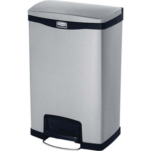 Contenant &agrave; d&eacute;chets Slim Jim , Acier inoxydable, Capacit&eacute; 13 gal. US Moffatt Supply & Specialties