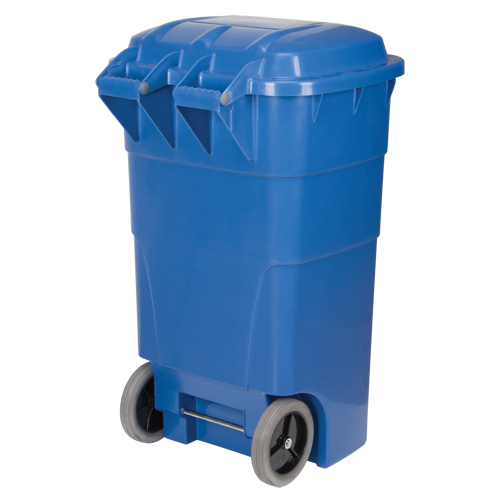 Roll Out Recycling Bin, Curbside, Polyethylene, 65 US gal. Moffatt Supply & Specialties