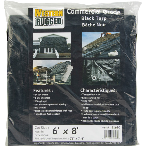 Tarp, Light Industrial Duty, Black, 6' x 8' x 8 mils Moffatt Supply & Specialties