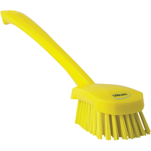 Long Handle Brush, Stiff Bristles, 16-3/10" Long, Yellow Moffatt Supply & Specialties