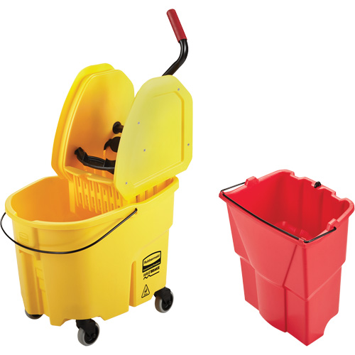 WaveBrake&reg; Mop Bucket & Wringer Combo Pack, Down Press, 8.75 US Gal.(35 Quart), Yellow Moffatt Supply & Specialties