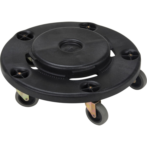 Waste Container Dolly, Polypropylene, Black, Fits: 24" Dia. Moffatt Supply & Specialties