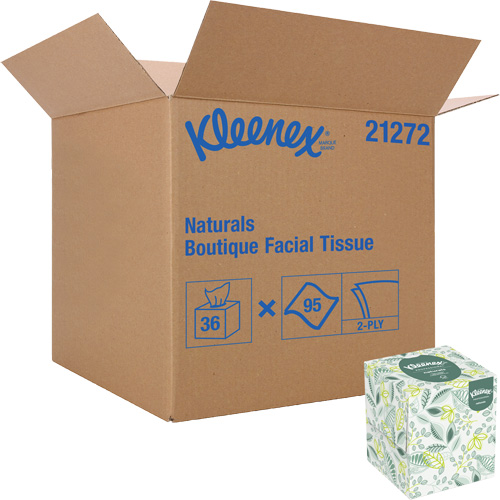 Kleenex&reg; Naturals Boutique* Facial Tissue, 2 Ply, 7.8" L x 8.3" W, 95 Sheets/Box Moffatt Supply & Specialties