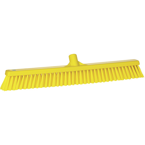 Combo Bristle Push Broom, Coarse/Fine Bristles, 24", Polyester, Yellow Moffatt Supply & Specialties