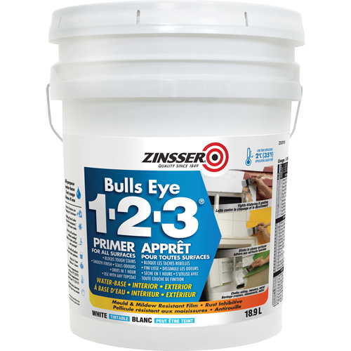 Bulls Eye 1-2-3&reg; Water-Base Primer, 18.9 L, Pail, White Moffatt Supply & Specialties
