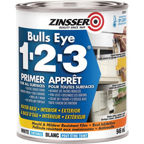 Bulls Eye 1-2-3&reg; Water-Base Primer, 946 ml, Can, White Moffatt Supply & Specialties