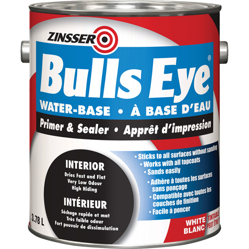 Appr&ecirc;t &agrave; base d'eau Bulls Eye, 3,78 L, Gallon, Blanc Moffatt Supply & Specialties