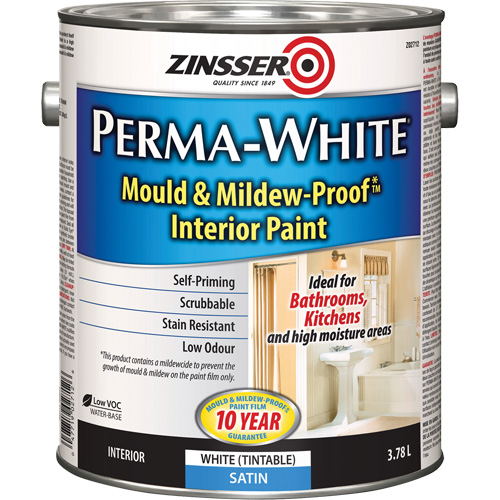 Perma-White&reg; Mold & Mildew-Proof Interior Paint, 3.78 L, Gallon, White Moffatt Supply & Specialties