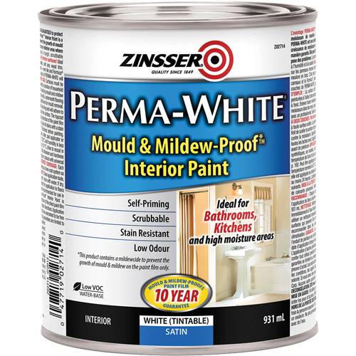 Perma-White&reg; Mold & Mildew-Proof Interior Paint, 931 ml, Can, White Moffatt Supply & Specialties