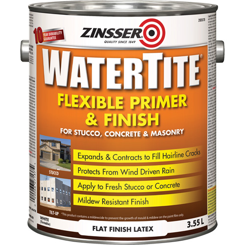 Couche primaire et de finition flexible et r&eacute;sistante aux intemp&eacute;ries Watertite, 3,55 L, Gallon, Blanc Moffatt Supply & Specialties