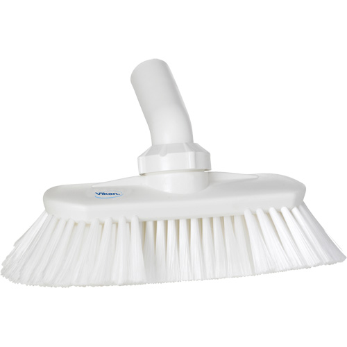 Brosse de lavage aliment&eacute;e en eau et &agrave; angle r&eacute;glable, Soies Doux, Longueur de 9-1/4", Blanc Moffatt Supply & Specialties
