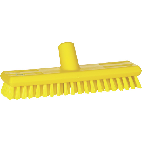 Brosse lave-pont aliment&eacute;e en eau, Crins Extra-ferme, 10-3/4", Polyester, Jaune Moffatt Supply & Specialties