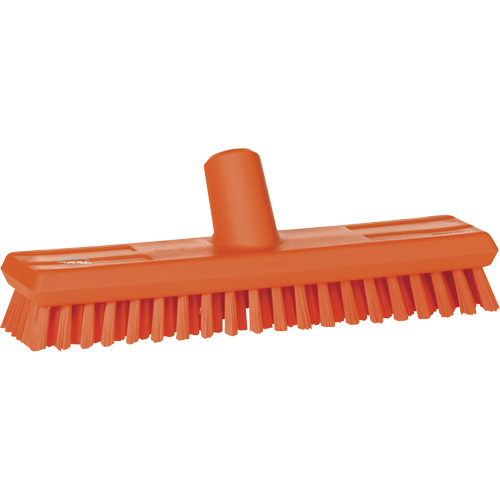 Brosse lave-pont aliment&eacute;e en eau, Crins Extra-ferme, 10-3/4", Polyester, Orange Moffatt Supply & Specialties