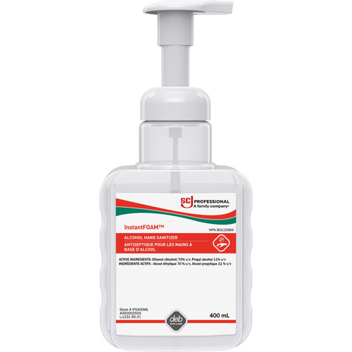 D&eacute;sinfectant pour les mains Instantfoam, 400 ml, Bouteille &agrave; pompe, 70 % alcool Moffatt Supply & Specialties