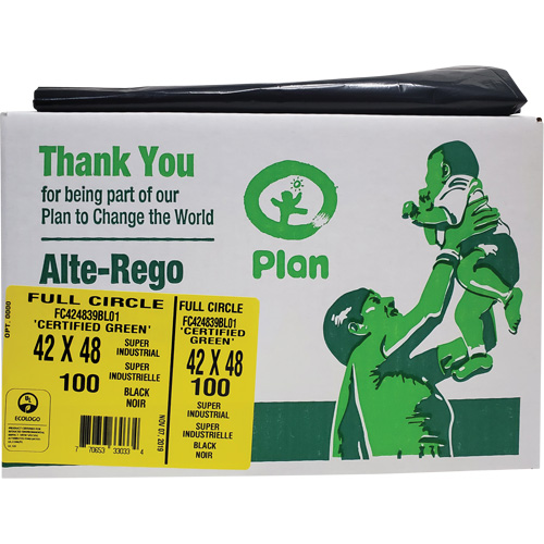 Full Circle Super Industrial Garbage Bags, Biodegradable, X-Strong, 48" L x 42" W, 1.5 mils Thick Moffatt Supply & Specialties