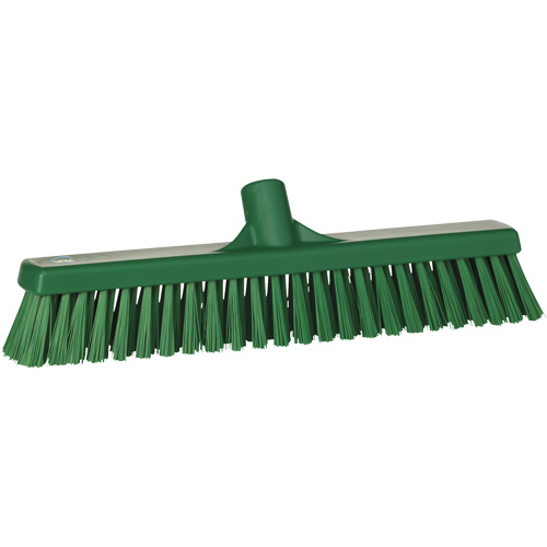 Combo Bristle Push Broom Head, Coarse/Fine Bristles, 16-1/2", Polyester, Green Moffatt Supply & Specialties