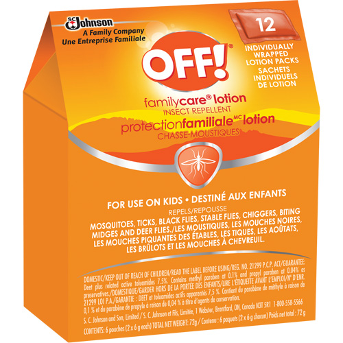 OFF! FamilyCare&reg; Insect Repellent, 7.5% DEET, Lotion, 6 g Moffatt Supply & Specialties