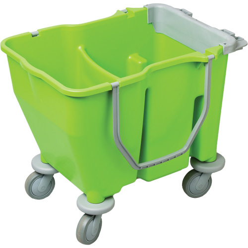 Double Mop Bucket with Wringer, 3.75 US Gal. (60 qt.) Capacity, Green Moffatt Supply & Specialties