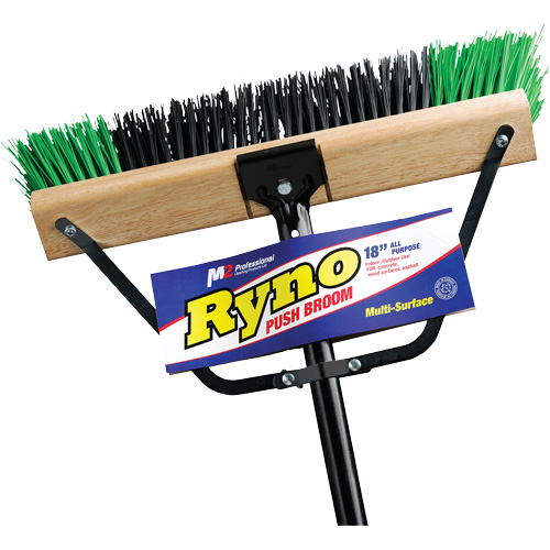 Ryno Push Broom with Braced Handle, 18", Stiff, PVC Bristles Moffatt Supply & Specialties