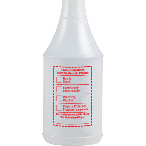 Bouteille &agrave; pulv&eacute;risateur ronde avec &eacute;tiquette SIMDUT, 24 oz Moffatt Supply & Specialties