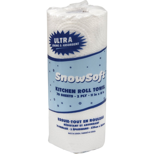 Essuie-tout pour cuisines de premi&egrave;re qualit&eacute; Snow Soft, 2 Pli, 70 Feuilles/rouleau, 8" la, 11" lo Moffatt Supply & Specialties