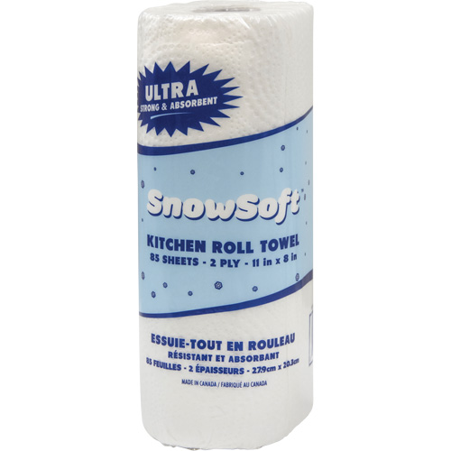 Essuie-tout pour cuisines de premi&egrave;re qualit&eacute; Snow Soft, 2 Pli, 85 Feuilles/rouleau, 8" la, 11" lo Moffatt Supply & Specialties