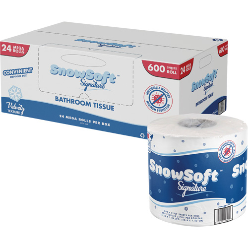 Snow Soft Premium Toilet Paper, 2 Ply, 600 Sheets/Roll, 145' Length, White Moffatt Supply & Specialties
