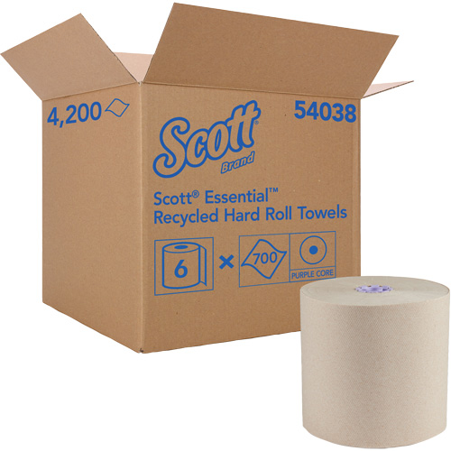 Essential 100% Recycled Brown Hard Roll Towels, 1 Ply, Standard, 700' L Moffatt Supply & Specialties