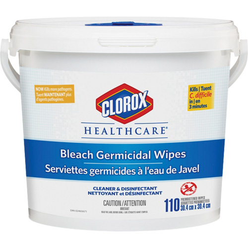 Lingettes d&eacute;sinfectantes &agrave; l'eau de Javel Healthcare, 110 lingettes Moffatt Supply & Specialties