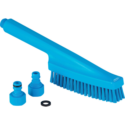 Brosse &agrave; main avec circulation d'eau, Soies Ferme, Longueur de 13", Bleu Moffatt Supply & Specialties