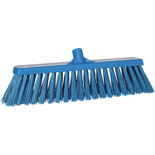 Heavy-Duty Push Broom, Stiff Bristles, 20", Polyester, Blue Moffatt Supply & Specialties