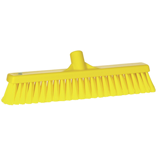 Fine Particle Push Broom, Fine/Split Bristles, 16-1/4", Polypropylene, Yellow Moffatt Supply & Specialties
