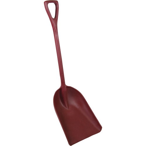 One-Piece Metal Detectable Shovel, 13-3/4" x 17" Blade, 42-1/2" Length, Plastic, Red Moffatt Supply & Specialties