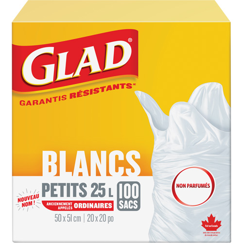 Small 25L Unscented Garbage Bags, Regular, 20" W x 20" L, White Moffatt Supply & Specialties
