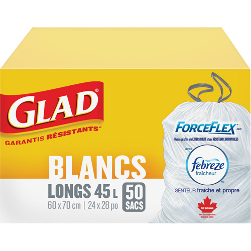 Tall 45L Febreze Garbage Bags, Regular, 24" W x 28" L, White Moffatt Supply & Specialties
